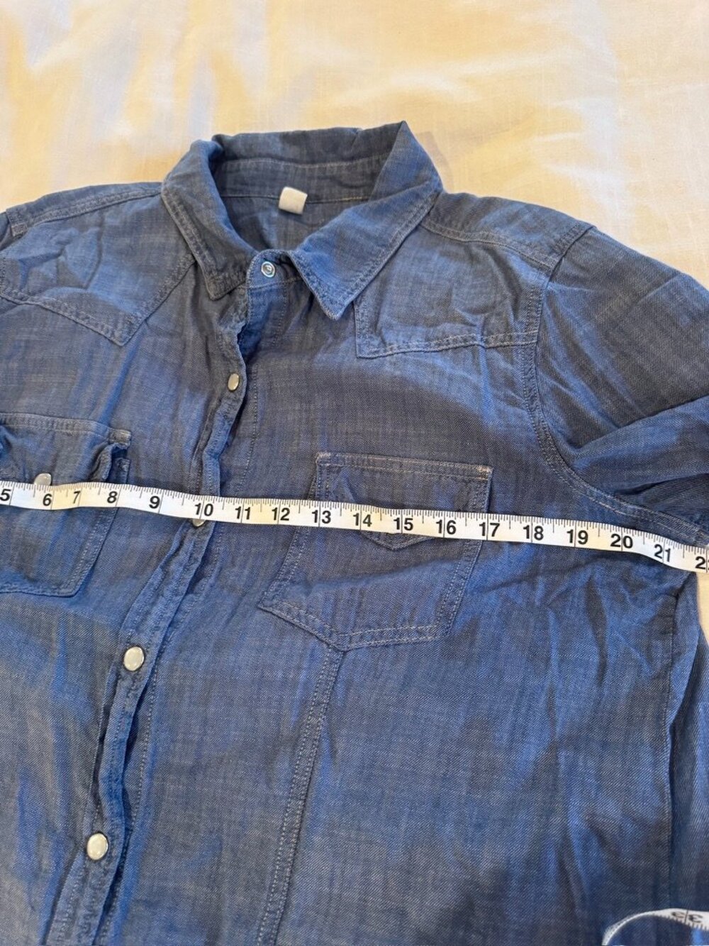 Lilac Chambray Western Snap Shirt XL Blue - Picture 4 of 6